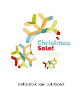 Christmas and New Year promotion banner design. Geometric design winter elements with copyspace