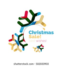 Christmas and New Year promotion banner design. Geometric design winter elements with copyspace