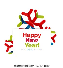 Christmas and New Year promotion banner design. Geometric design winter elements with copyspace