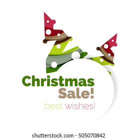 Christmas and New Year promotion banner design. Geometric design winter elements with copyspace