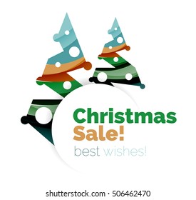 Christmas and New Year promotion banner design. Geometric design winter elements with copyspace