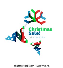 Christmas and New Year promotion banner design. Geometric design winter elements with copyspace