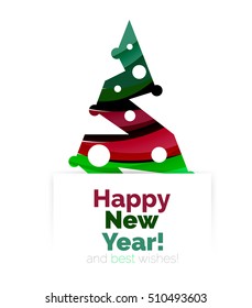 Christmas and New Year promotion banner design. Geometric design winter elements with copyspace