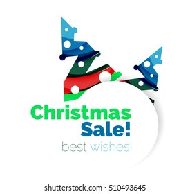 Christmas and New Year promotion banner design. Geometric design winter elements with copyspace