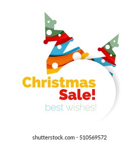Christmas and New Year promotion banner design. Geometric design winter elements with copyspace
