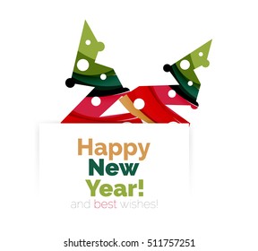Christmas and New Year promotion banner design. Geometric design winter elements with copyspace
