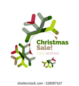 Christmas and New Year promotion banner design. Geometric design winter elements with copyspace