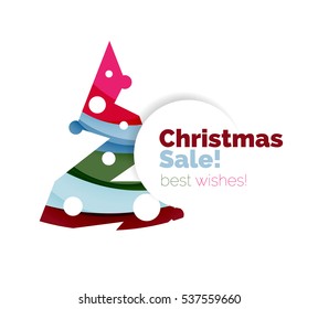 Christmas and New Year promotion banner design. Geometric design winter elements with copyspace
