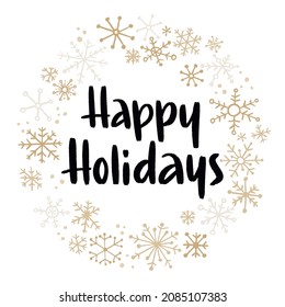 Christmas and New Year quote. Modern lettering and flat hand drawn decorative snowflakes. Vector illustration for cards, leaflets or banners on white background.