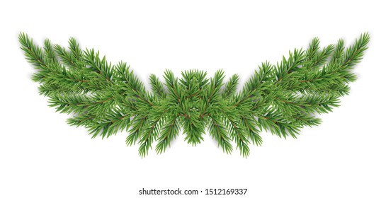 Christmas and New year realistic garland of fir branches. Vector Illustration. EPS 10