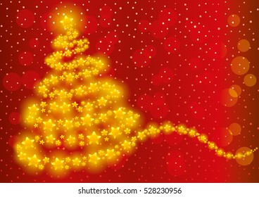 Christmas and New Year red background with Christmas tree.