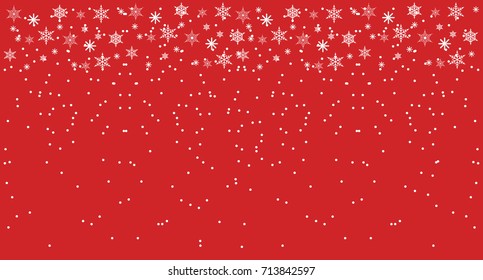 Christmas and New Year Red Background with snowflakes. Flat Vector Illustration