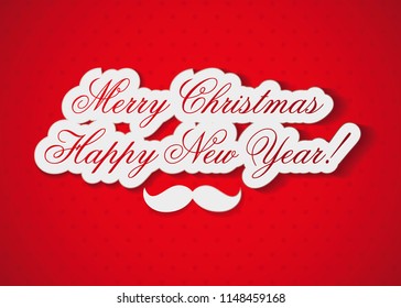 Christmas and New year red card. Vector illustration.