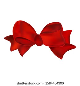  Christmas or New year red gift bow ribbon. Realism vector illustration.