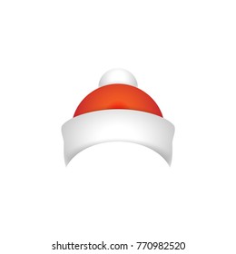 Christmas and New Year red Hat for Santa Claus. Hat Isolated on white Background.