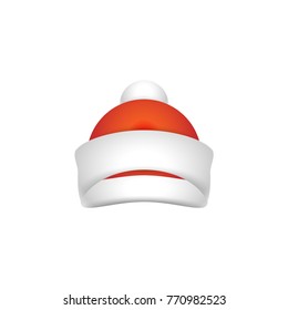 Christmas and New Year red Hat for Santa Claus. Hat Isolated on white Background.