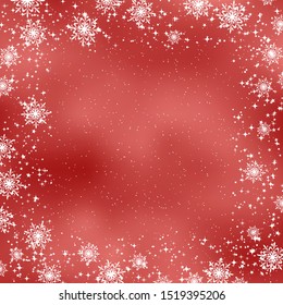 Christmas and New Year red vector background with stars and snowflakes