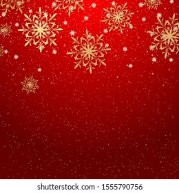 Christmas and New Year red vector background with stars and snowflakes