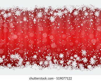 Fondo vectorial rojo de Navidad y Año Nuevo con copos de nieve y estrellas