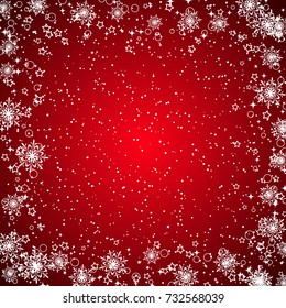 Christmas and New Year red vector background with stars and snowflakes