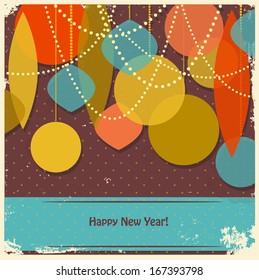 Christmas and New Year retro background, vector illustration