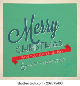 Christmas and New year retro greeting card - vector illustration. 