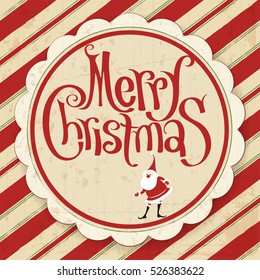 Christmas and New Year retro vintage calligraphic greeting card with Santa vector template