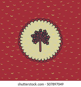 Christmas and New Year round frame with sparkling firework symbol. Doodle illustration greeting card.