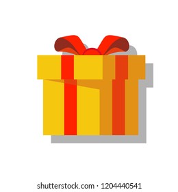 Christmas and New Year s Day , gift box white background . Stock flat vector illustration.