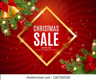 Christmas and New Year Sale Background, Discount Coupon Template. Vector Illustration eps10