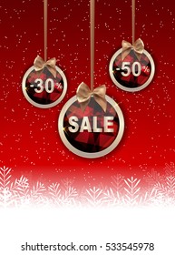Christmas and New Year Sale Background, Discount Coupon Template. Vector Illustration EPS10