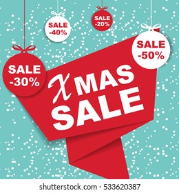 Christmas and New Year Sale Background, Discount Coupon Template. Vector Illustration eps10