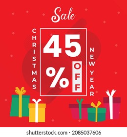 Christmas , new year sale banner,  Christmas offer Template with Discount Tag, Vector illustration design
