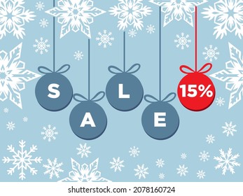 Christmas and new year sale discount icon. Special offer 15%