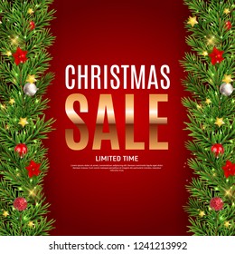 Christmas and New Year Sale Gift Voucher, Discount Coupon Template Vector Illustration EPS10