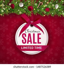 Christmas and New Year Sale Gift Voucher, Discount Coupon Template Vector Illustration EPS10