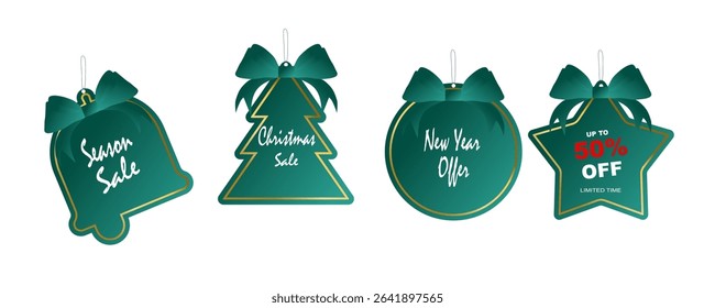 Christmas and New Year Sale labels set. Sale Banner vector stock illustration, Winter holiday decoration