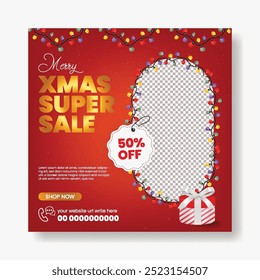 Christmas and new year sale promotion social media post, banner, ad template, Christmas and new Year's Eve celebration party invitation greeting card with Christmas illustration background 