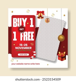 Christmas and new year sale promotion social media post, banner, ad template, Christmas and new Year's Eve celebration party invitation greeting card with Christmas illustration background 