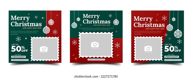 Christmas and new year sale social media post template design collection