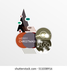 Christmas and New Year sale sticker templates, vector illustration