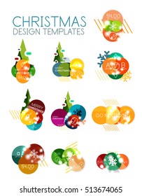 Christmas and New Year sale sticker templates, vector illustration