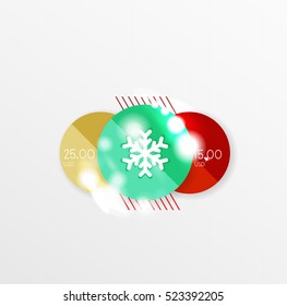 Christmas and New Year sale sticker templates, vector illustration