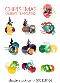 Christmas and New Year sale sticker templates, vector illustration