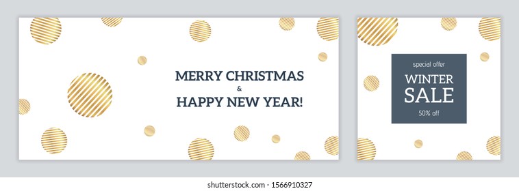 Christmas and New Year sale vector banner template on white background for web and social media