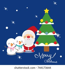 Christmas and New Year Santa and pine stars And snowman Vector illustrations Suitable for greeting cards.Picture Books.Festival celebrations