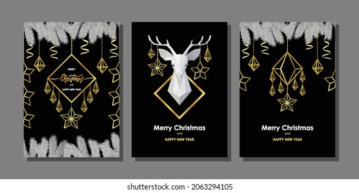 Christmas and New Year Scandinavian Style Cards set