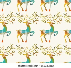 Christmas and New Year Seamless Background with Abstract deer, Vector