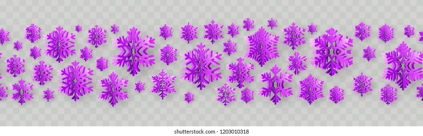 Christmas and New Year seamless border with paper snowflakes. EPS 10