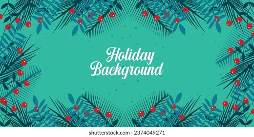 Christmas and New Year seamless border of realistic branches of Christmas tree and holly berries Element for festive design